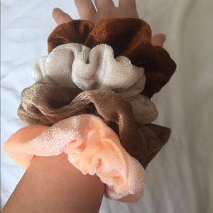 Neutral colored velvet scrunchies